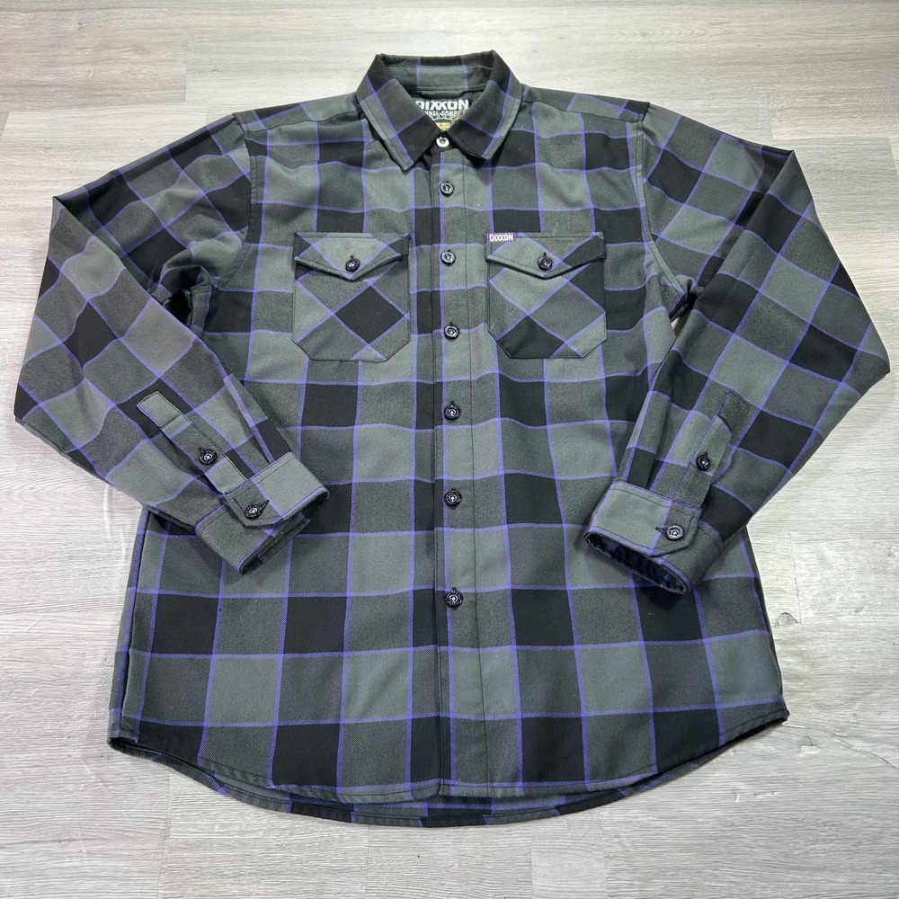 Dixxon Flannel Co Shirt Mens Medium Gray Plaid Flannel Long Sleeve Button Up